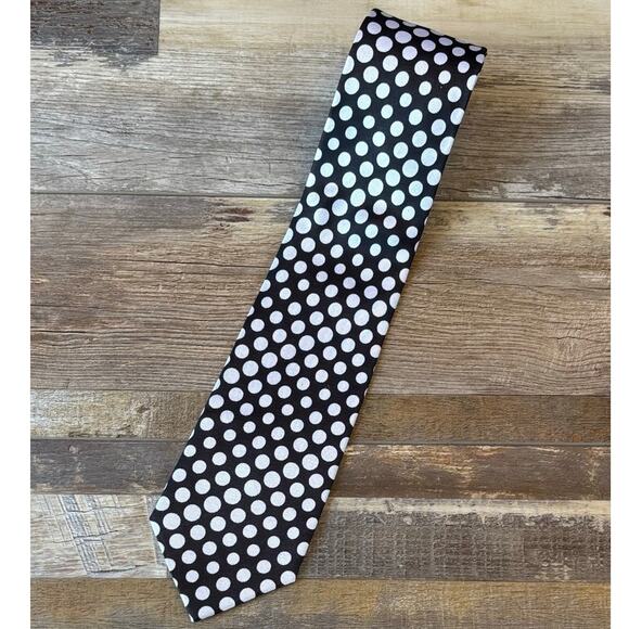 FABIO FAZIO Black and White Polka Dot Hand Made 100% Silk Men’s Neck Tie - Picture 1 of 4